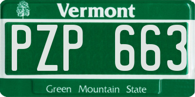 VT license plate PZP663