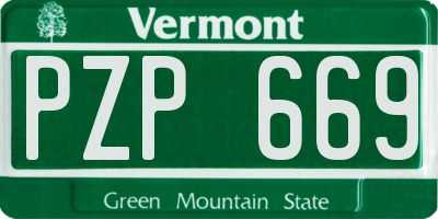 VT license plate PZP669