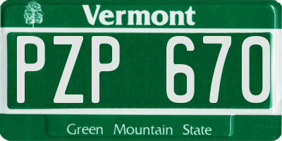 VT license plate PZP670