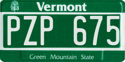 VT license plate PZP675