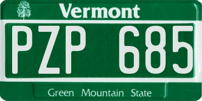 VT license plate PZP685