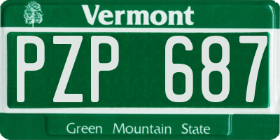 VT license plate PZP687