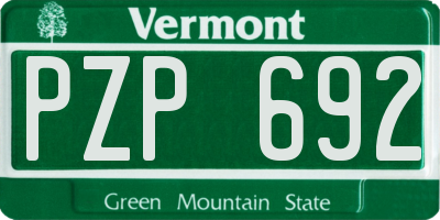 VT license plate PZP692