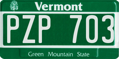 VT license plate PZP703