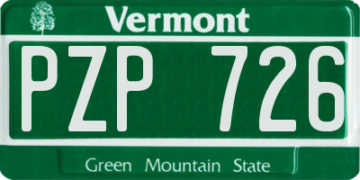 VT license plate PZP726