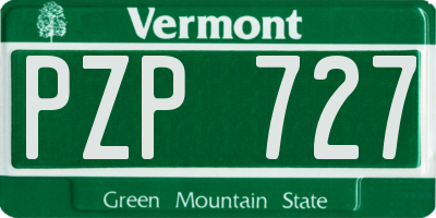 VT license plate PZP727