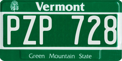 VT license plate PZP728