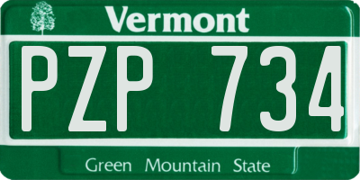VT license plate PZP734