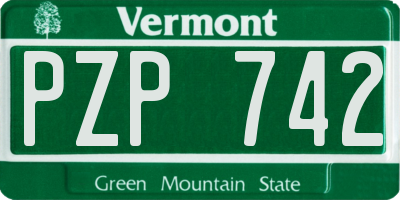 VT license plate PZP742