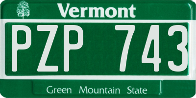 VT license plate PZP743