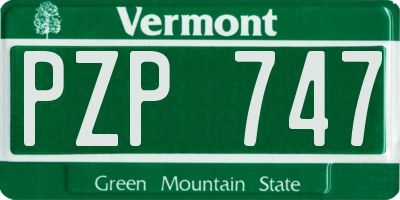 VT license plate PZP747