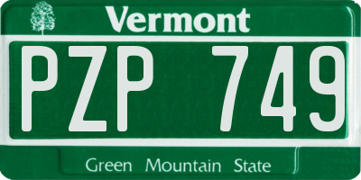 VT license plate PZP749
