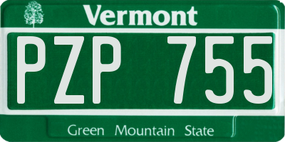 VT license plate PZP755