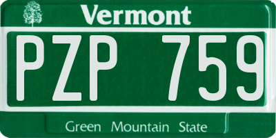 VT license plate PZP759