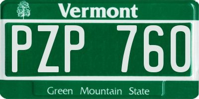 VT license plate PZP760