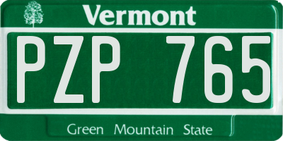 VT license plate PZP765