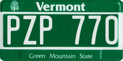 VT license plate PZP770