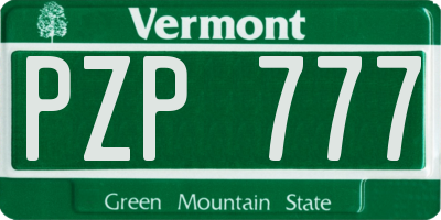 VT license plate PZP777