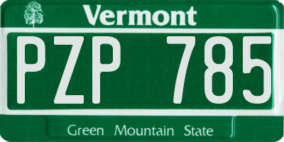 VT license plate PZP785