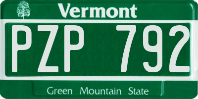 VT license plate PZP792
