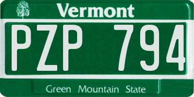 VT license plate PZP794