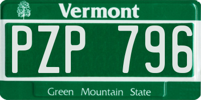 VT license plate PZP796