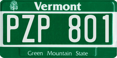 VT license plate PZP801