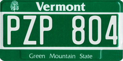 VT license plate PZP804