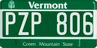 VT license plate PZP806