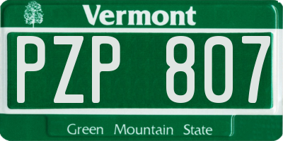 VT license plate PZP807