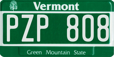 VT license plate PZP808