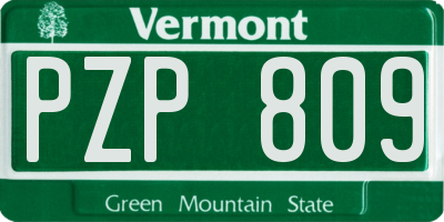 VT license plate PZP809