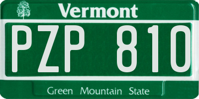 VT license plate PZP810