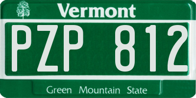 VT license plate PZP812
