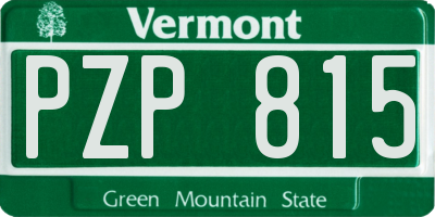 VT license plate PZP815