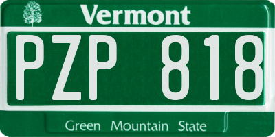 VT license plate PZP818