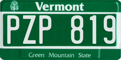 VT license plate PZP819