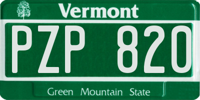 VT license plate PZP820