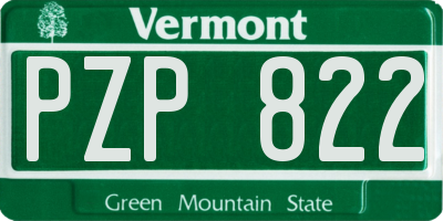 VT license plate PZP822