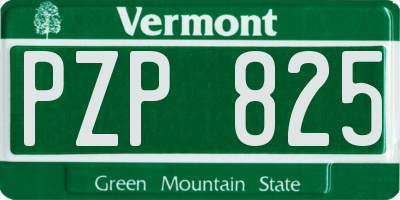 VT license plate PZP825