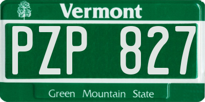 VT license plate PZP827