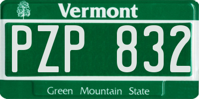 VT license plate PZP832