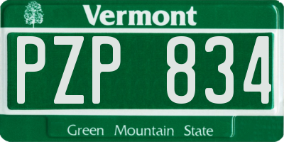 VT license plate PZP834