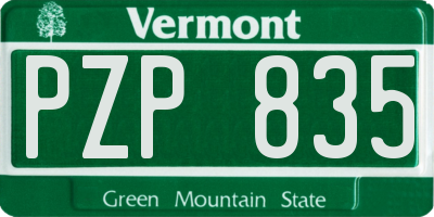 VT license plate PZP835