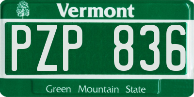 VT license plate PZP836