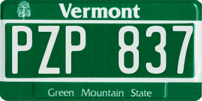 VT license plate PZP837