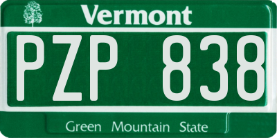 VT license plate PZP838