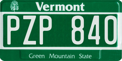 VT license plate PZP840