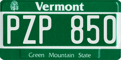 VT license plate PZP850