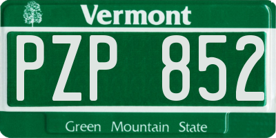 VT license plate PZP852